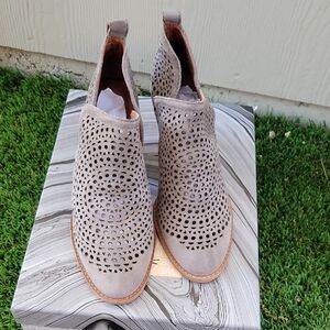 Gray Perforated Women's Ankle Boots